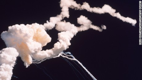 Space shuttle Challenger blows up shortly after launch in 1986