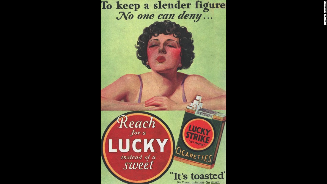 1925: The Lucky Strike cigarette brand launches the &quot;Reach for a Lucky instead of a sweet&quot; campaign, capitalizing on nicotine&#39;s appetite-suppressing superpowers.