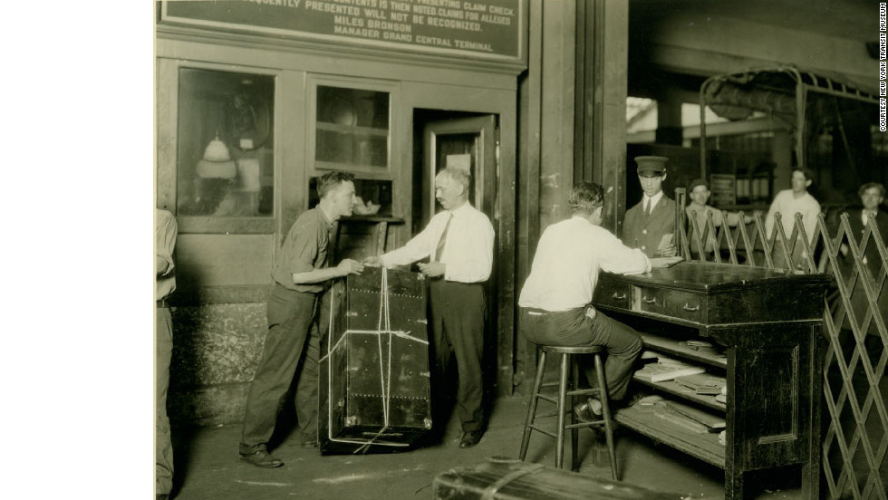 Passengers arriving at Grand Central or other stations in the 1930s handed their luggage claim tickets to Red Cap workers on the platform, who fetched checked bags from the claim area.