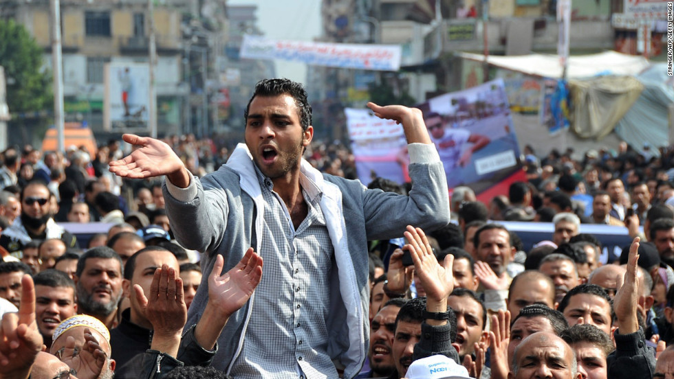 An Egyptian man takes part in a rally in Port Said on January 29. Protests in Port Said and nearby cities along the Suez Canal are symbolic because that region was among the first where the Mubarak regime lost control during the 2011 unrest, analysts say. 