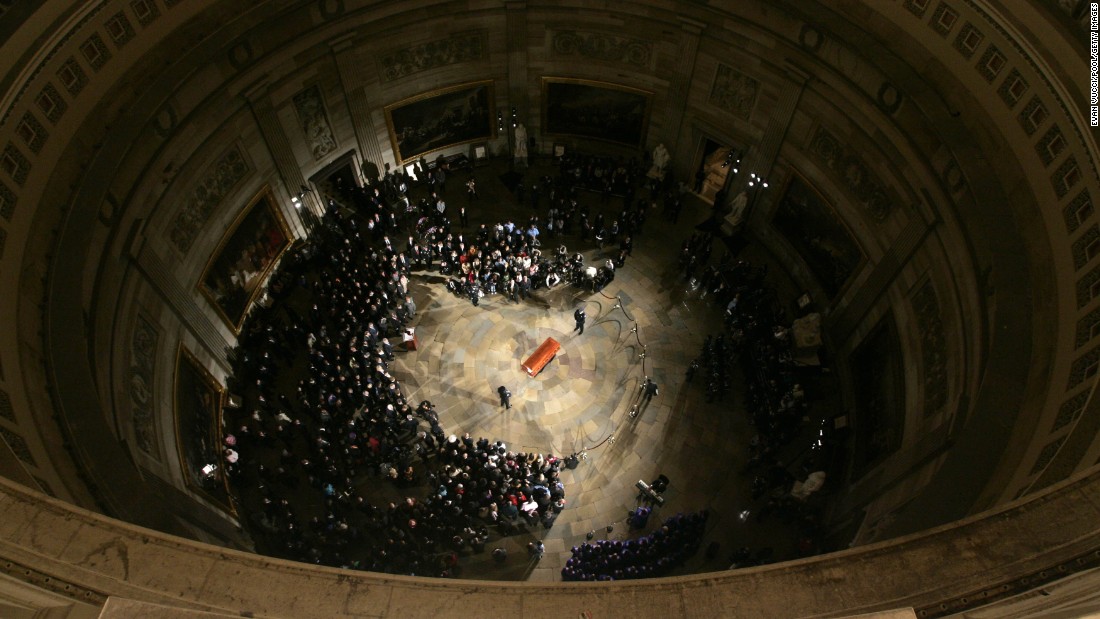 Parks&#39; casket lies in honor at the U.S. Capitol in October 2005. She was the first woman and the second African-American &lt;a href=&quot;http://history.house.gov/Institution/Lie-In-State/Lie-In-State/&quot; target=&quot;_blank&quot;&gt;to lie in honor in the Capitol Rotunda.&lt;/a&gt;