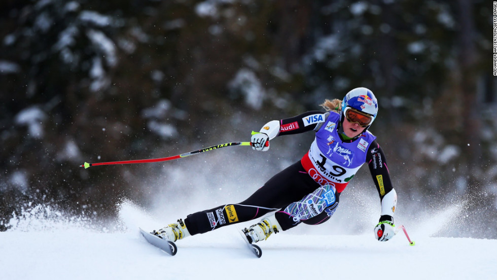 Vonn skis before crashing while competing on February 5.