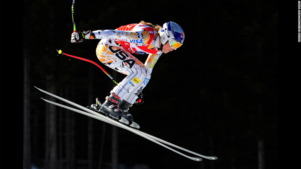 Vonn makes a jump during the FIS World Cup women&#39;s downhill in Tarvisio on March 5, 2011. Vonn won the downhill World Cup title for the fourth year in a row.