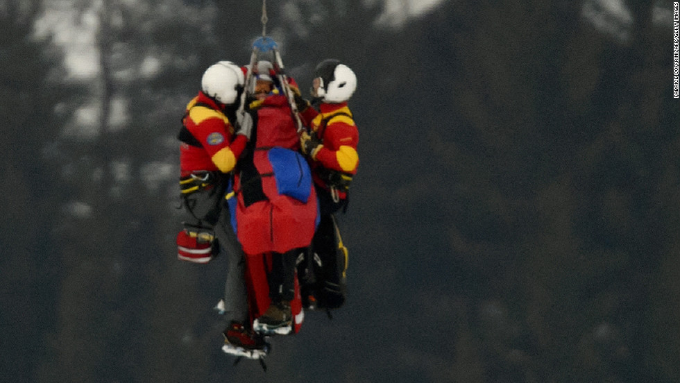 Vonn is airlifted on February 5.