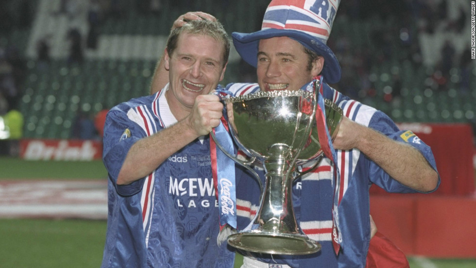 Gascoigne enjoyed league and cup success with Glasgow Rangers in the Scottish Premier League.