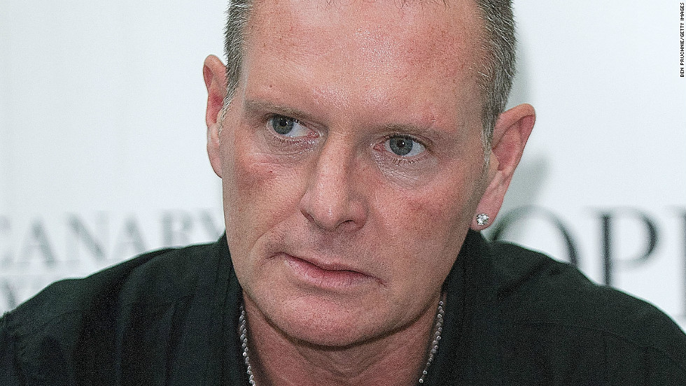The strain shows on Paul Gascoigne&#39;s face at an event to publicize a book highlighting the best moments of his football career.