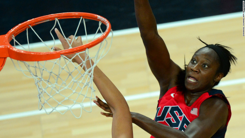 Center Tina Charles takes a shot during the London 2012 Olympic Games women&#39;s semifinal game against Australia. The U.S. won 86-73. 