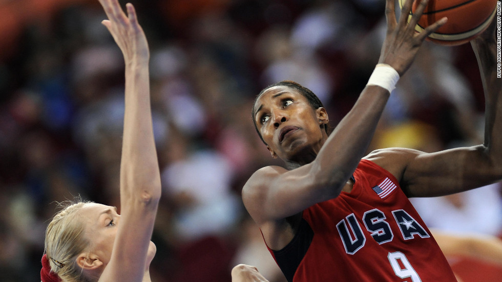 Lisa Leslie (#9) won four Olympic gold medals with the U.S. before retiring from basketball in 2009. 