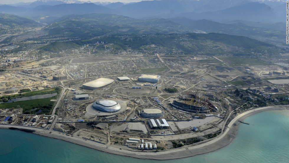 This aerial picture taken on May 18, 2012, shows a general view of the construction area of the Olympic Park.