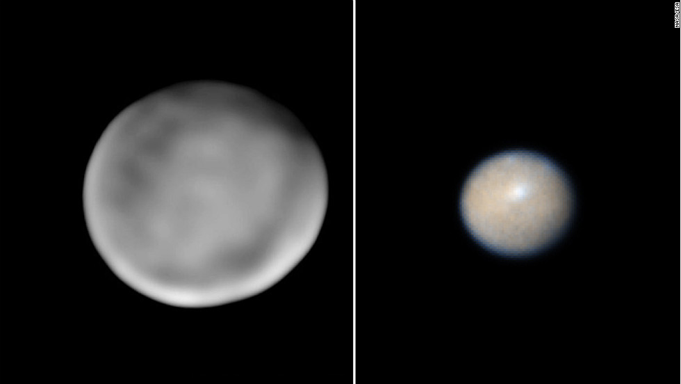 The first asteroid to be identified, 1 Ceres, was discovered January 1, 1801, by Giuseppe Piazzi in Palermo, Sicily. But is Ceres just another asteroid? Observations by NASA&#39;s Hubble Space Telescope show that Ceres has a lot in common with planets like Earth. It&#39;s almost round and it may have a lot of pure water ice beneath its surface. Ceres is about 606 by 565 miles (975 by 909 kilometers) in size and scientists say it may be more accurate to call it a mini-planet. NASA&#39;s Dawn spacecraft is on its way to Ceres to investigate. The spacecraft is 35 million miles (57 million kilometers) from Ceres and 179 million miles (288 million kilometers) from Earth. The photo on the left was taken by Keck Observatory, Mauna Kea, Hawaii. The image on the right was taken by the Hubble Space Telescope.