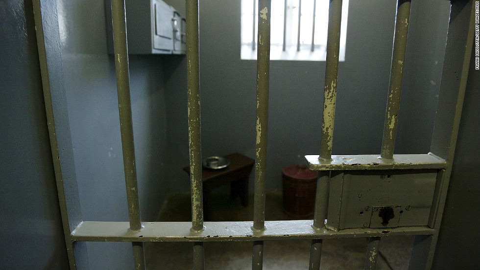 Mandela was held in this prison cell on Robben Island, off the coast of Cape Town, South Africa.