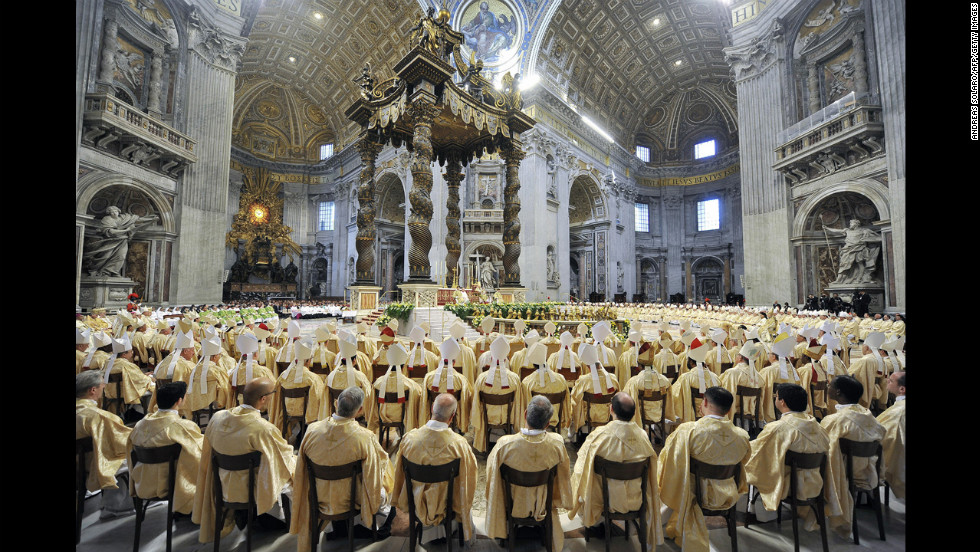 Benedict celebrates a Mass at the end of a synod of Catholic bishops in October 2008 at St. Peter&#39;s Basilica at the Vatican.