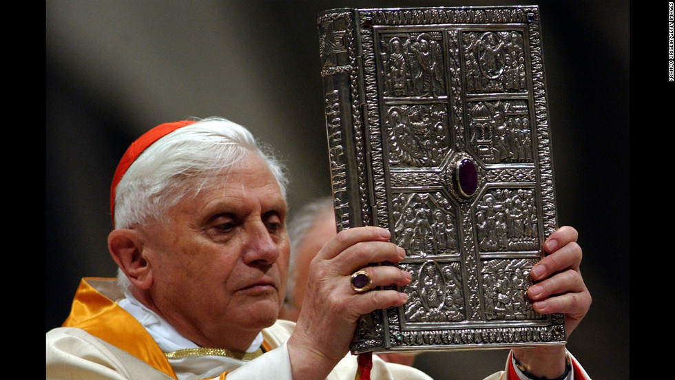 Ratzinger fills in for Pope John Paul II during the Easter Vigil service in Saint Peter&#39;s Basilica in March 2005. 