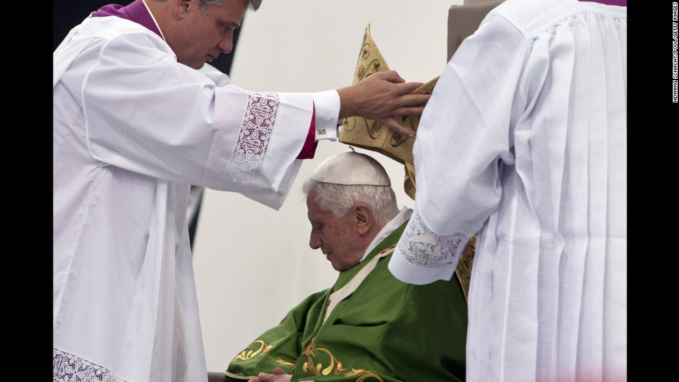 Benedict prepares to celebrate a Mass for 70,000 people in September 2011 in Berlin.