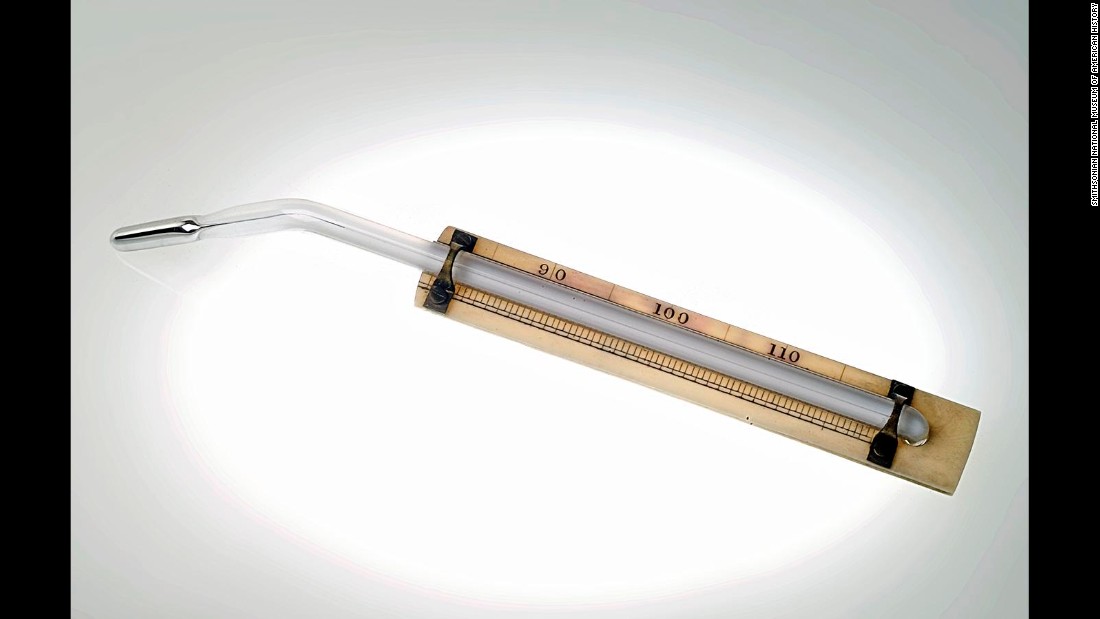 While Galileo is frequently credited as the inventor of the thermometer, it wasn&#39;t until the mid-1800s (the era of the one pictured) that doctors were able to use thermometers to measure people&#39;s temperatures. Before that thermometers were not only large and cumbersome, but they also were not able to diagnose actual temperature grades. In 1866, a convenient 6-inch thermometer was  invented. The early varieties were made of thin tubes of glass with mercury, and were mounted to ivory or wood. 