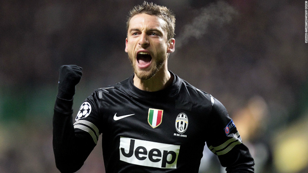 Claudio Marchisio celebrates after firing Juventus into a 2-0 lead with 13 minutes remaining. After enduring a barrage of Celtic pressure, Marchisio rounded off an incisive move to inflict further damage upon the home side.