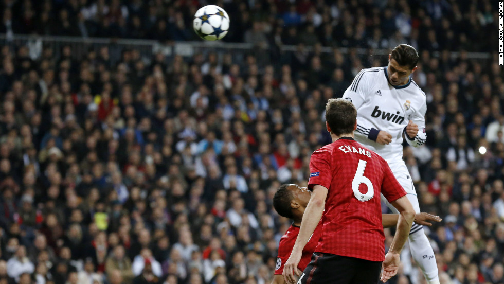 It had to happen, didn&#39;t it? That man Cristiano Ronaldo leveled for Real against his former club with an unstoppable 30th minute header after climbing high above Patrice Evra and Jonny Evans.  