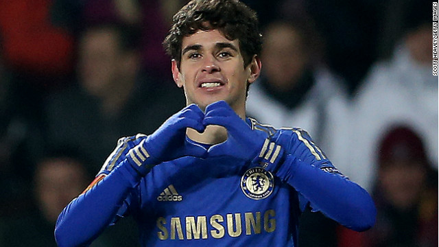 Oscar grabbed Chelsea&#39;s winner in Prague and celebrated in fitting style on Valentine&#39;s Day
