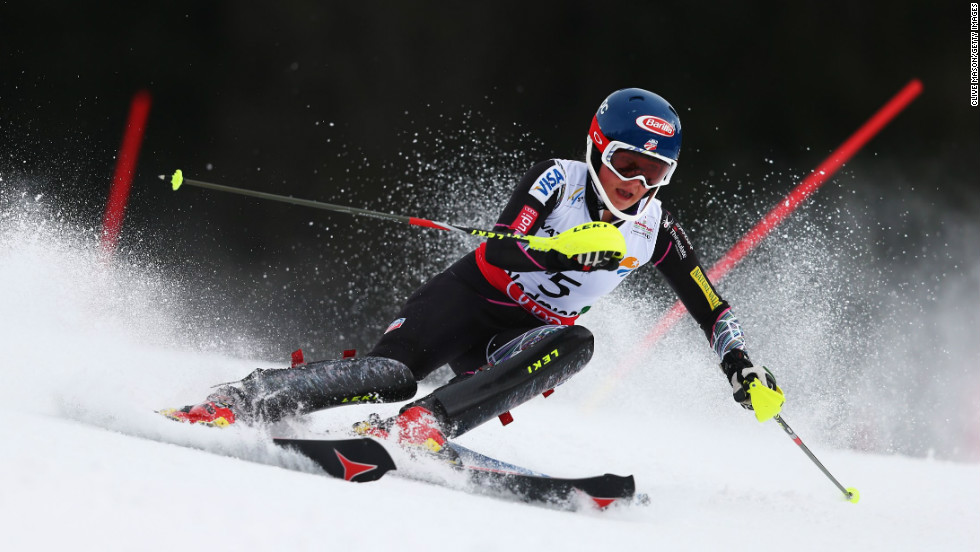 The 17-year-old from Vail, Colorado produced a superb performance to win the women&#39;s slalom title at the World Ski Championships in Austria on Saturday.