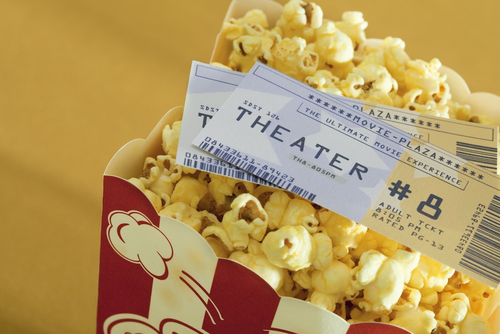 Popcorn tickets. Snacks movie.