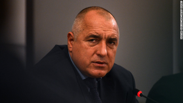 Bulgarian Prime Minister Boyko Borisov gives a press conference in Sofia on February 19, 2013.