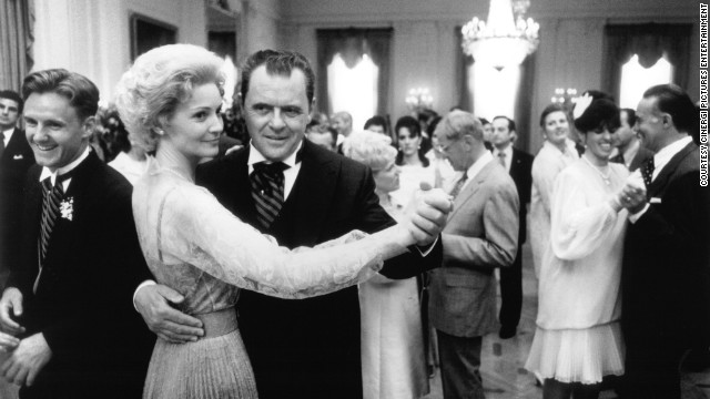 Actors Anthony Hopkins and Joan Allen in Oliver Stone&#39;s 1995 film &quot;Nixon.&quot; 