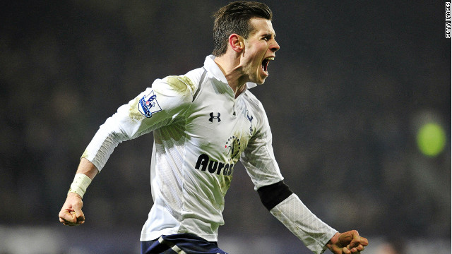 Gareth Bale celebrates his stunning last-minute goal as Spurs come from behind to win 3-2 at West Ham