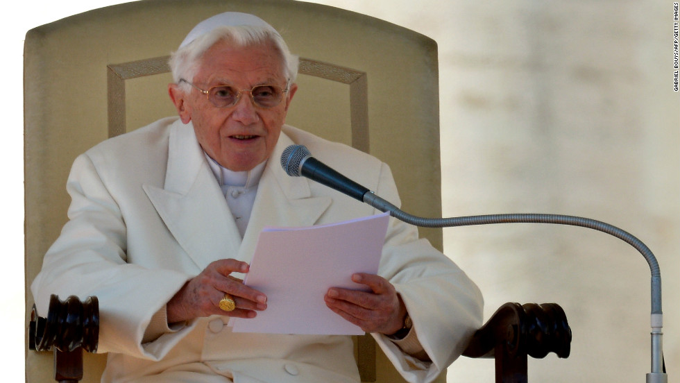 The pope delivers his blessing. Benedict recounted how when he was asked to be pope eight years ago, he had prayed for God&#39;s guidance and had felt his presence &quot;every day&quot; since.