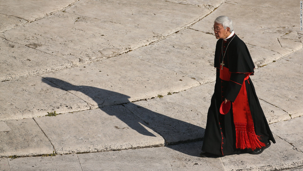 A cardinal arrives in St. Peter&#39;s Square. Benedict will leave office at 8 p.m. local time Thursday.