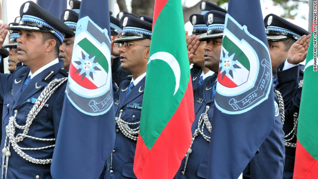 A file image of Maldives police marking the 79th anniversary of the Maldives police service in Male, March 29, 2012.