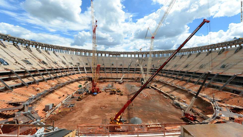 Brasilia&#39;s National Stadium under construction on December 13, 2012. The National Stadium will receive the first match of the eight-nation Confederations Cup matches on June 2013.