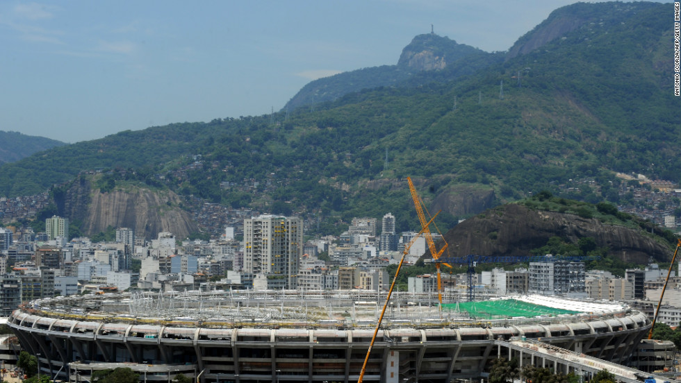 Picture of the famed Maracana football stadium in Rio de Janeiro as renovation works for the 2014 World Cup -- including the construction of a roof -- gets under way. The Maracana is classified as a historic monument so the facade will be maintained but a roof will be added to the five-storey oval stadium. 