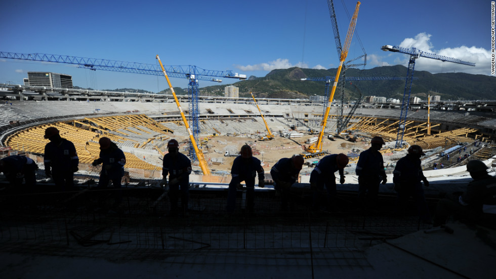 Picture taken during the refurbishment works held at the Mario Filho &#39;Maracana&#39; stadium in Rio de Janeiro.
