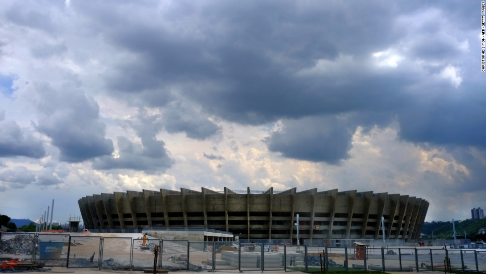 View of the Governador Magalhaes Pinto stadium during renovation works, in Belo Horizonte. The stadium will host both the Brazil 2013 FIFA Confederations Cup and the Brazil 2014 FIFA World Cup.