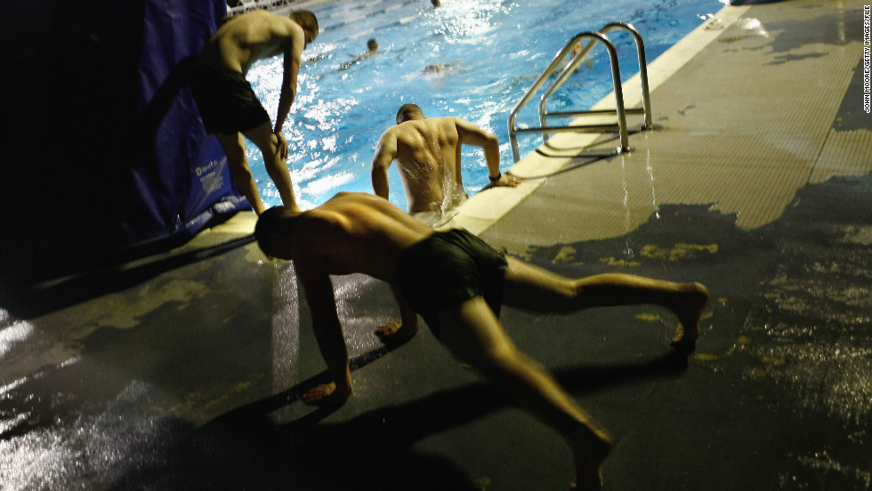 Marines get an early morning workout in October 2009. 