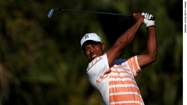 Tiger Woods makes another confident shot during his seven-under-par 65 at Doral&#39;s Blue Monster course in Florida.