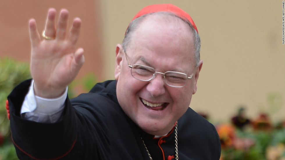 Cardinal Timothy Michael Dolan of the United States arrives for a meeting on March 9.