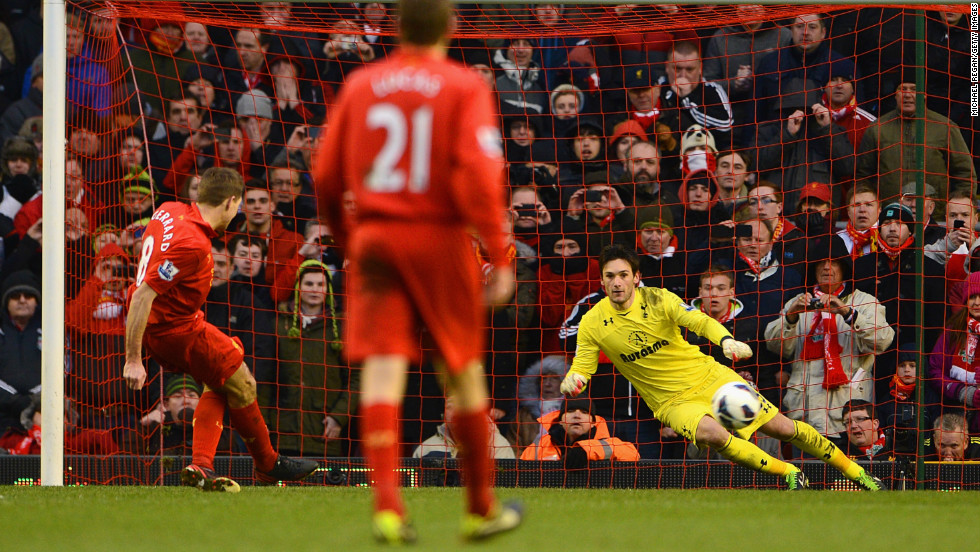 But Liverpool fought back to win 3-2 thanks to a strike from Stewart Downing and this Steven Gerrard penalty.