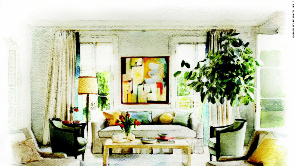 This room, designed by Barbara Barry, has traditional style.