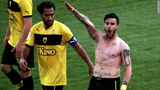 Soccer player scores, gives Nazi salute