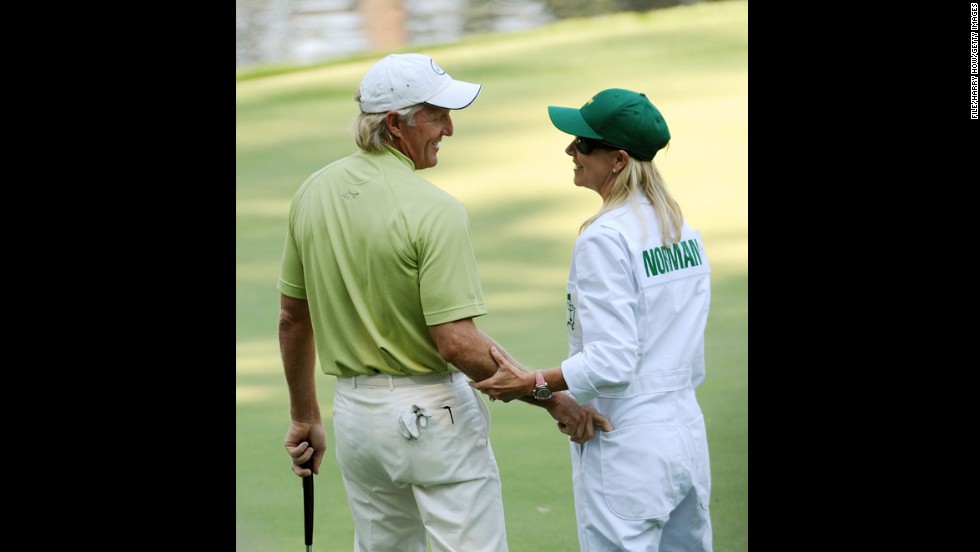 Golfer Greg Norman and tennis pro Chris Evert finalized their divorce in 2010, according to People Magazine. They had been married for 15 months. Pictured, Norman and Evert wait on the ninth green during the Par 3 Contest prior to the 2009 Masters Tournament at Augusta National Golf Club on April 8, 2009, in Augusta, Georgia.