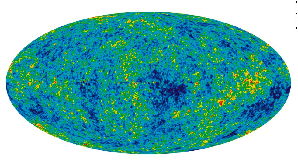 This all-sky picture of the infant universe was created from nine years of WMAP data. It reveals 13.77 billion-year-old temperature fluctuations (shown as color differences) that correspond to the seeds that grew to become the galaxies. Planck puts the age of the universe as 100 million years older than previous estimates.