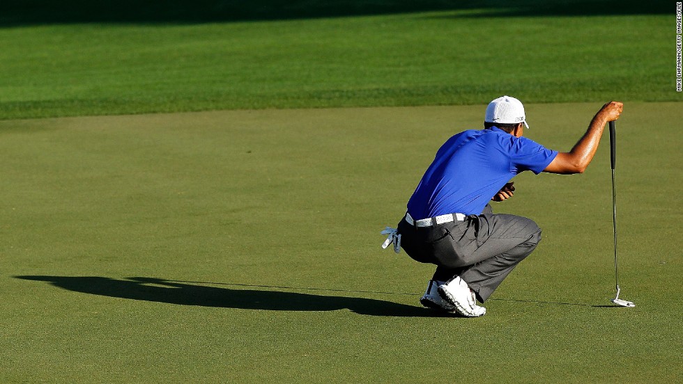 Woods lines up his putt at the Honda Classic in March 2012. &lt;a href=&quot;http://edition.cnn.com/2012/03/05/sport/golf/golf-mcilroy-augusta-woods&quot;&gt;He shot a 62, his lowest final round as a professional&lt;/a&gt;, but he tied for second in the PGA Tour event.
