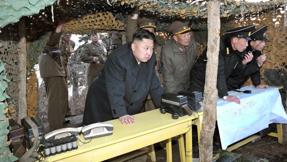 In this KCNA photo, Kim inspects naval drills at an undisclosed location on North Korea&#39;s east coast in March 2013.