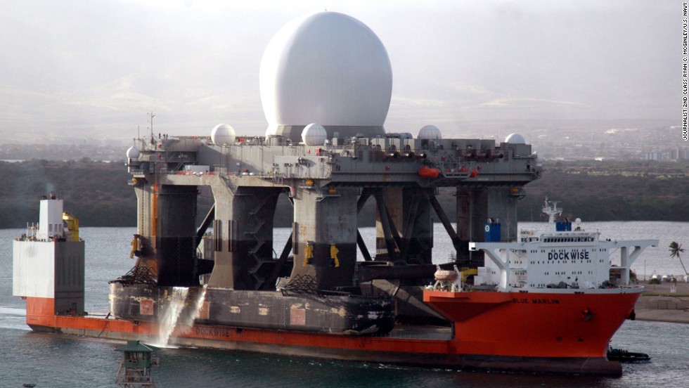 The U.S. Navy is moving a sea-based radar platform, like the one seen in this 2006 file photo, closer to the North Korean coast to monitor that country&#39;s military moves, including possible new missile launches, a Defense Department official said Monday, April 1.