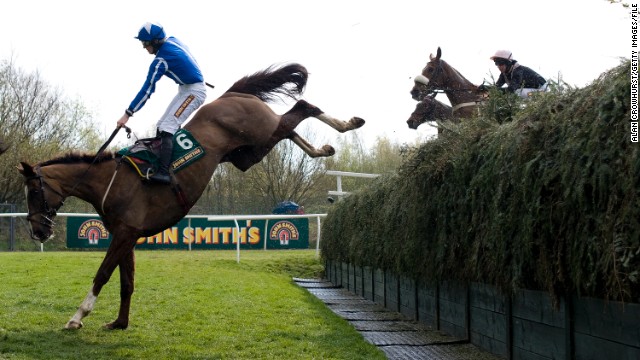 Becher&#39;s Brook is one of the toughest jumps at Aintree racecourse.
