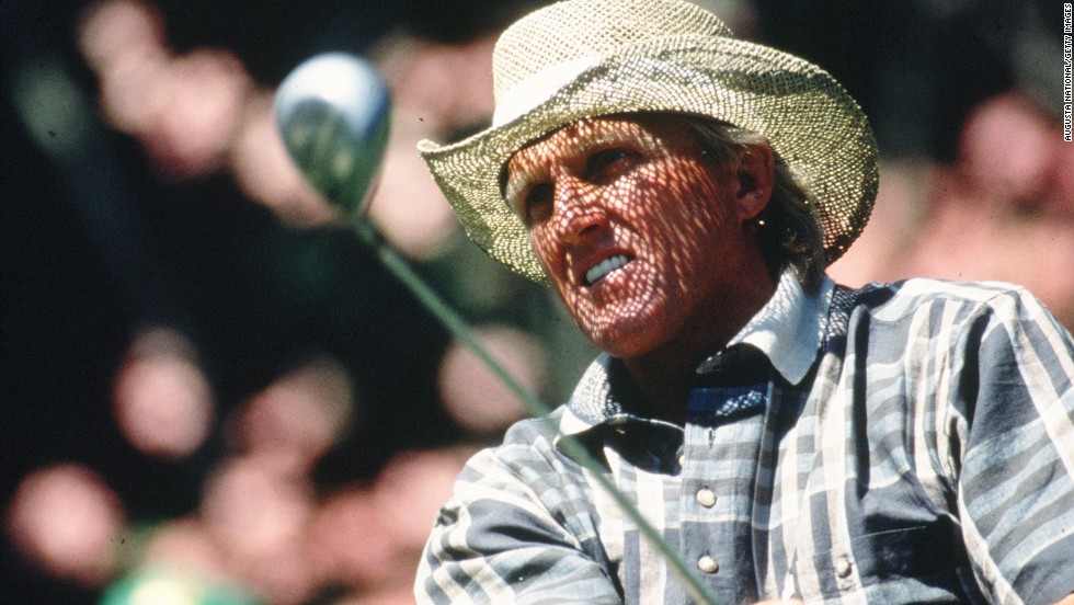 Greg Norman&#39;s straw hat, seen here during the 1996 Masters, became part of his signature look. The Aussie earned his nickname &quot;The Shark&quot; because of his aggressive play and &quot;great white&quot; (read: blond) hair. Though he never won the Masters -- he came in second three times -- his clothing line, the Greg Norman Collection, is one of the leading golf-inspired sportswear lines. Its logo? A shark, of course.