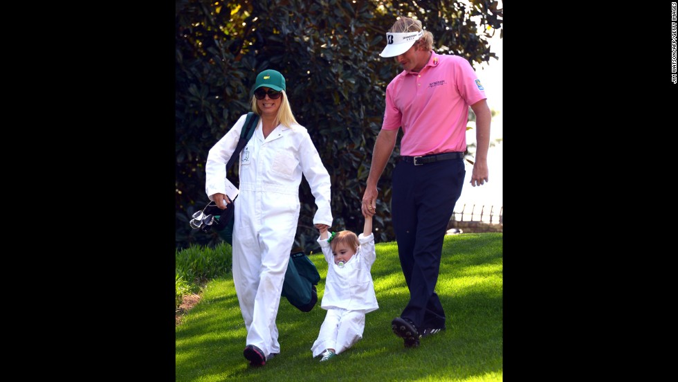 American Brandt Snedeker the course with wife Mandy and daughter Lily.