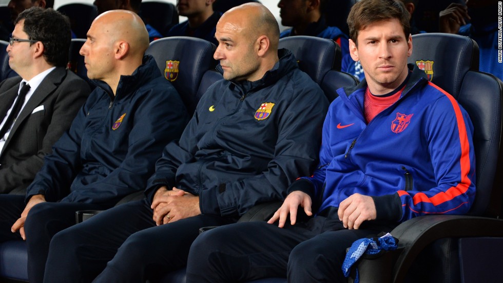 Lionel Messi started the evening on the bench after picking up a hamstring injury during last week&#39;s first leg in Paris. The four-time World Player of the Year missed the weekend&#39;s win over Mallorca and was deemed fit enough to be named as a substitute.