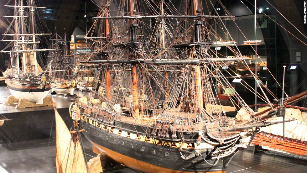 The museum&#39;s special collections, of weapons, fashion and jewellery, Dutch porcelain and musical instruments are displayed in the crypt-like basement. Here, a fleet of model ships sail across the room.